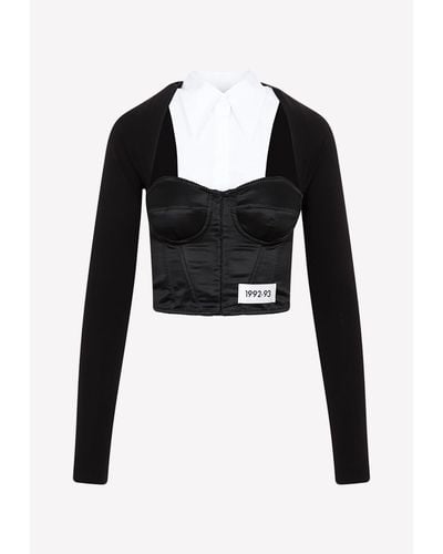 Dolce & Gabbana Kim Long-Sleeved Corset Top - Black