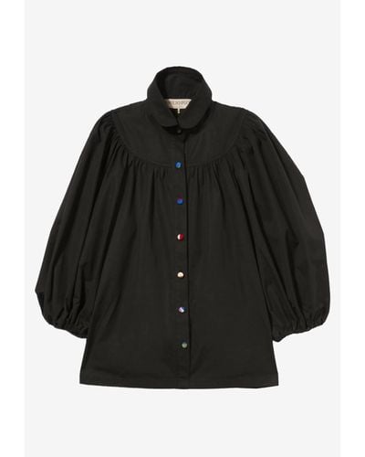 Emilio Pucci Puff-Sleeve Buttoned Shirt - Black