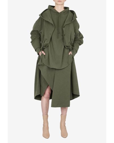 Dawei Hooded Long Coat - Green
