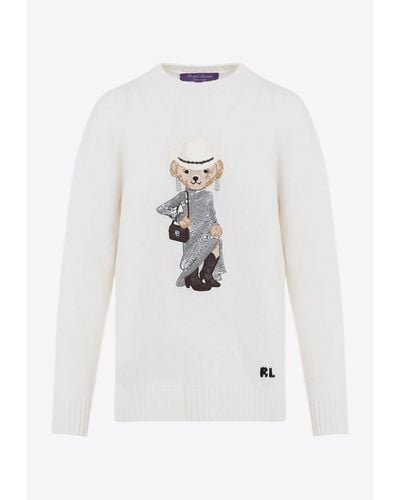 Ralph Lauren Western Bear Cashmere Sweater - White