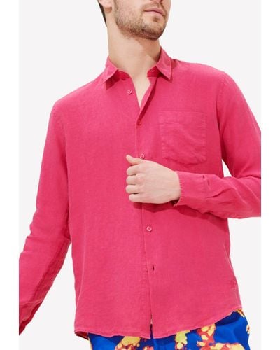 Vilebrequin Caroubis Long-Sleeved Linen Shirt - Pink