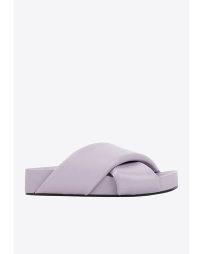 Jil Sander Crisscross Padded Flat Sandals - Purple