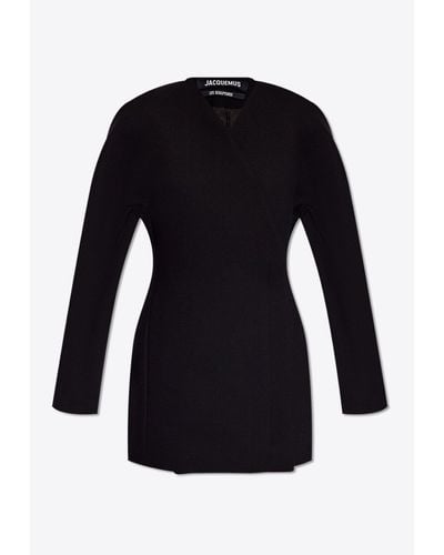 Jacquemus Ovalo Mini Wrap Dress - Black