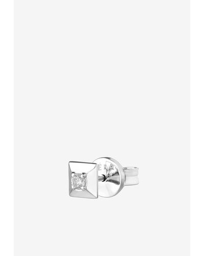 Eera Medium Diamond Mini Single Stud Earring - White