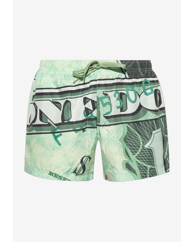 Moschino Printed Swim Shorts - Green