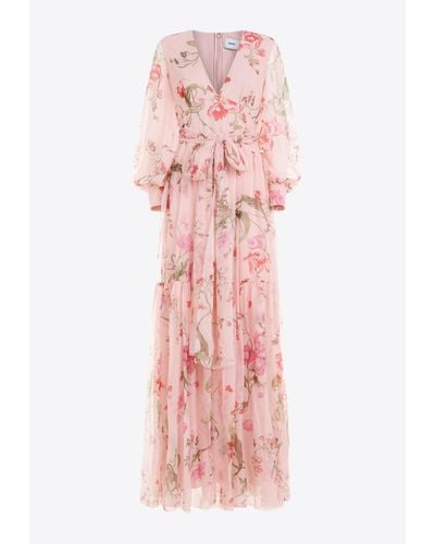Erdem Floral Belted Maxi Dress - Pink