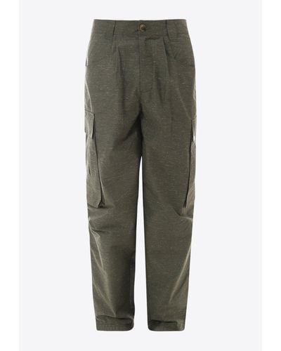 The Silted Company Straight Leg Cargo Trousers - Green