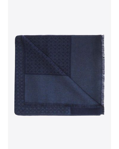 Ferragamo Gancini Monogram Wool Scarf - Blue