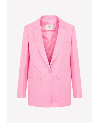 Etro Fuji Single-Breasted Blazer - Pink