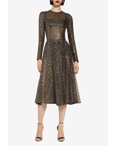Dolce & Gabbana Sequined Strapless Mini Dress - Metallic