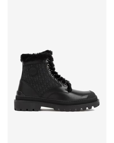 Dior Lace-Up Leather Boots - Black
