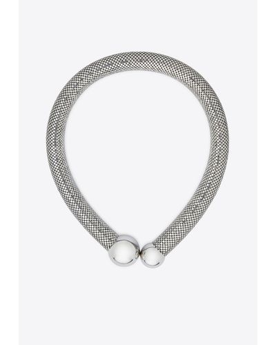 Rabanne Pixel Tube Necklace - White
