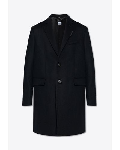 Burberry Wool Cashmere Single-Breasted Coat - Blue