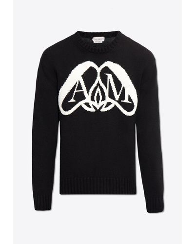 Alexander McQueen Seal Logo Intarsia Sweater - Black