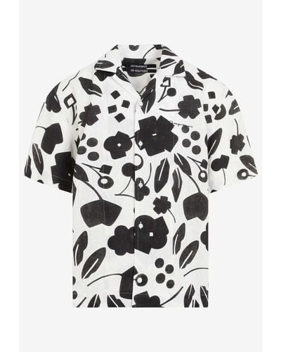 Jacquemus Graphic-Pattern Linen Shirt - White