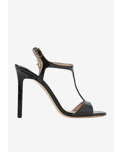 Tom Ford Angelina 105 Croc-Embossed Patent Leather Sandals - White