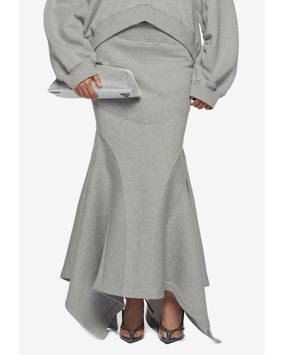 The Attico Asymmetric Maxi Mermaid Skirt - Grey