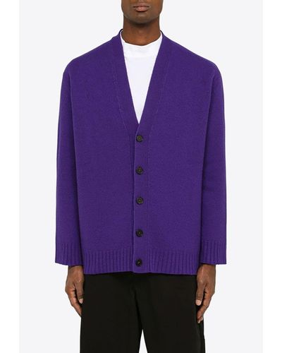 Jil Sander V-neck Wool Cardigan - Purple