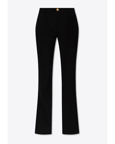 Balmain Straight-Leg Wool Trousers - Black