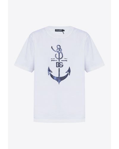 Dolce & Gabbana Marina Print Crewneck T-Shirt - White