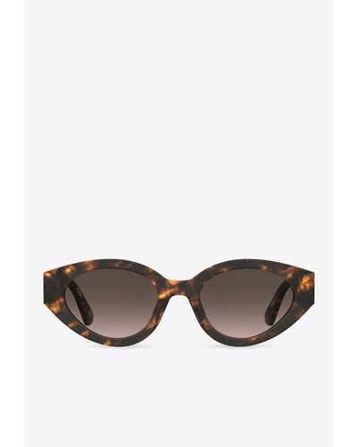 Moschino Logo Lettering Oval-Shaped Sunglasses - Grey