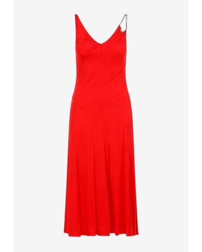 Lanvin Sleeveless A-Line Midi Dress - Red