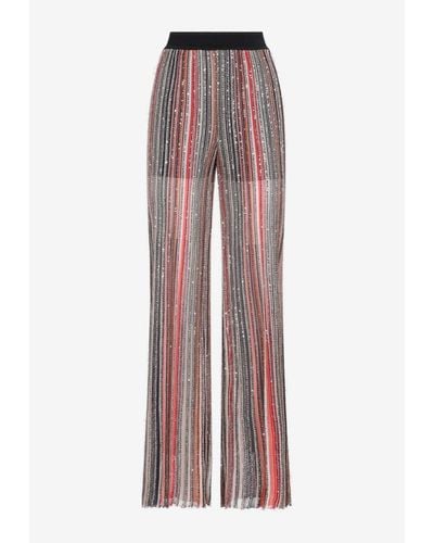 Missoni Sequin-Embellished Stripped Pants - Red