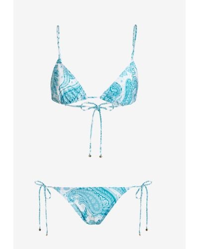 Etro Liquid Paisley Bikini Set - Blue