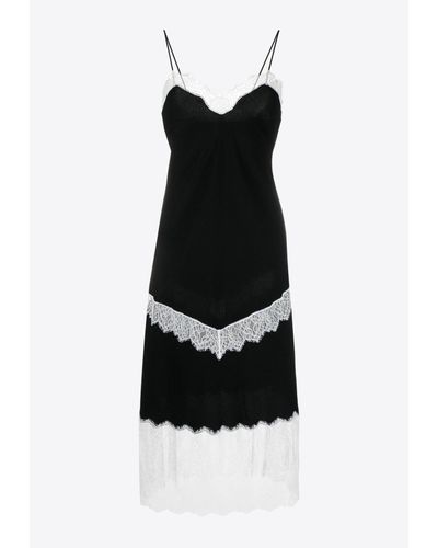 Moschino Lace Trim Sleeveless Midi Dress - Black