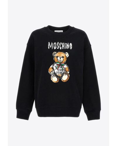 Moschino Teddy Bear Logo Print Sweatshirt - Black