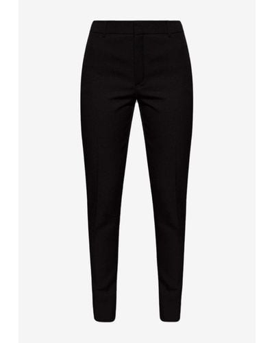 Saint Laurent Satin-Panel Tailored Trousers - Black