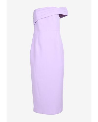 Mossman Wistful One-Shoulder Midi Dress - Purple
