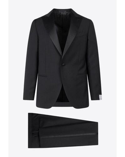 Caruso Single-Breasted Wool-Blend Tuxedo Suit - Black