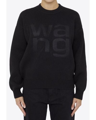 Alexander Wang Logo Knitted Pullover Sweatshirt - Black
