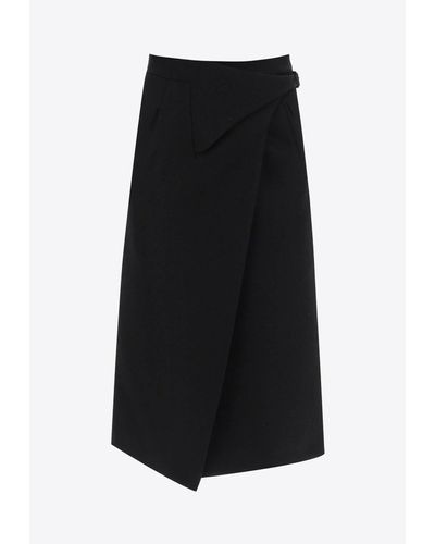 Wardrobe NYC Wool Midi Wrap Skirt - Black