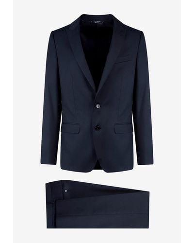 Dolce & Gabbana Single-Breasted Wool And Silk Suit - Blue