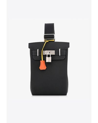 Hermès Hac A Dos Pm Backpack In Caban, Jaune De Naples And Feu Togo With Palladium Hardware - Black