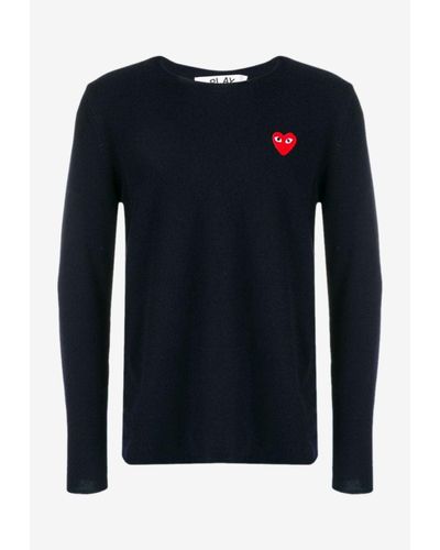COMME DES GARÇONS PLAY Play Heart Wool Knit Sweater - Blue