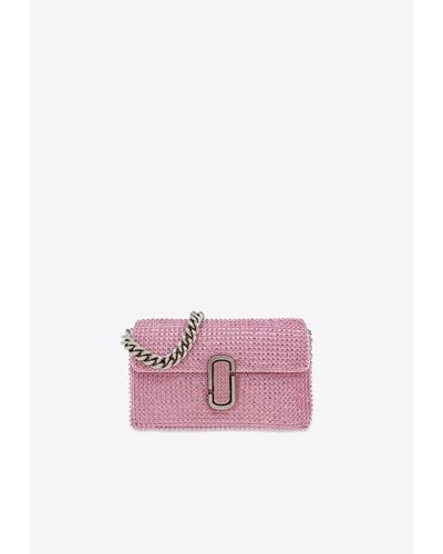Marc Jacobs The Mini J Marc Rhinestone Embellished Crossbody Bag - Pink