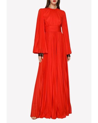 Dolce & Gabbana Long Chiffon Dress - Red