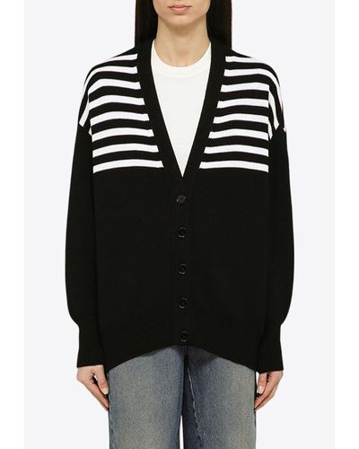 Givenchy 4G Striped Button-Up Cardigan - Black