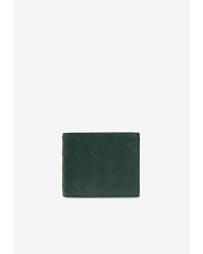 Bottega Veneta Intrecciato Leather Bi-Fold Wallet - Green