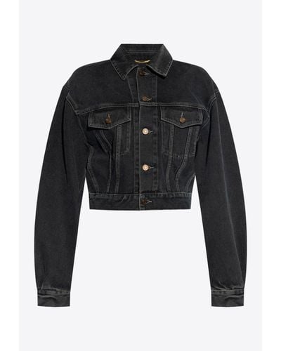Saint Laurent 80'S Cropped Denim Jacket - Black