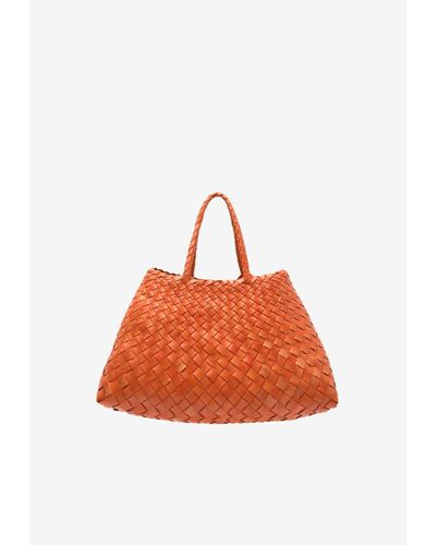 Dragon Diffusion Small Santa Croce Leather Tote Bag - Orange