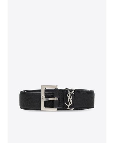 Saint Laurent Monogram Leather Belt - White