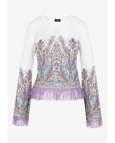 Etro Fringed Knitted Top - White