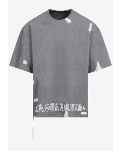 Mastermind Japan Distressed Logo-embroidered Crewneck T-shirt - Gray
