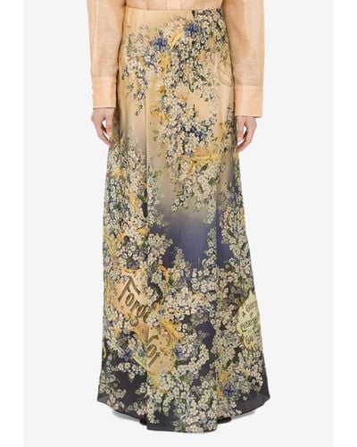 Zimmermann Tama Floral Satin Maxi Skirt - Multicolour