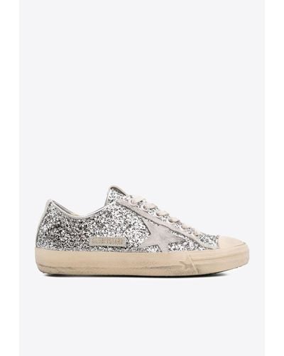 Golden Goose V-Star Glitter Low-Top Trainers - White