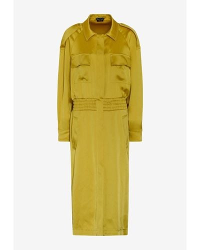 Tom Ford Fluid Satin Midi Coat Dress - Yellow